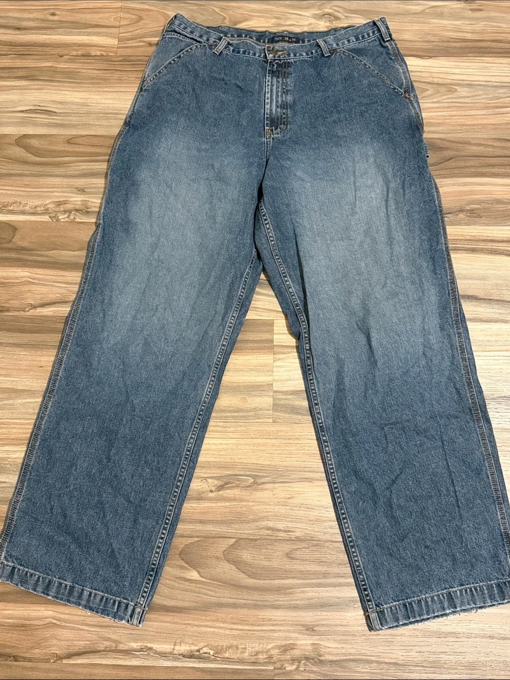 J Crew Vtg. Jeans Mens 38x34 Blue Denim Carpenter Workwear Wide Leg Cotton
